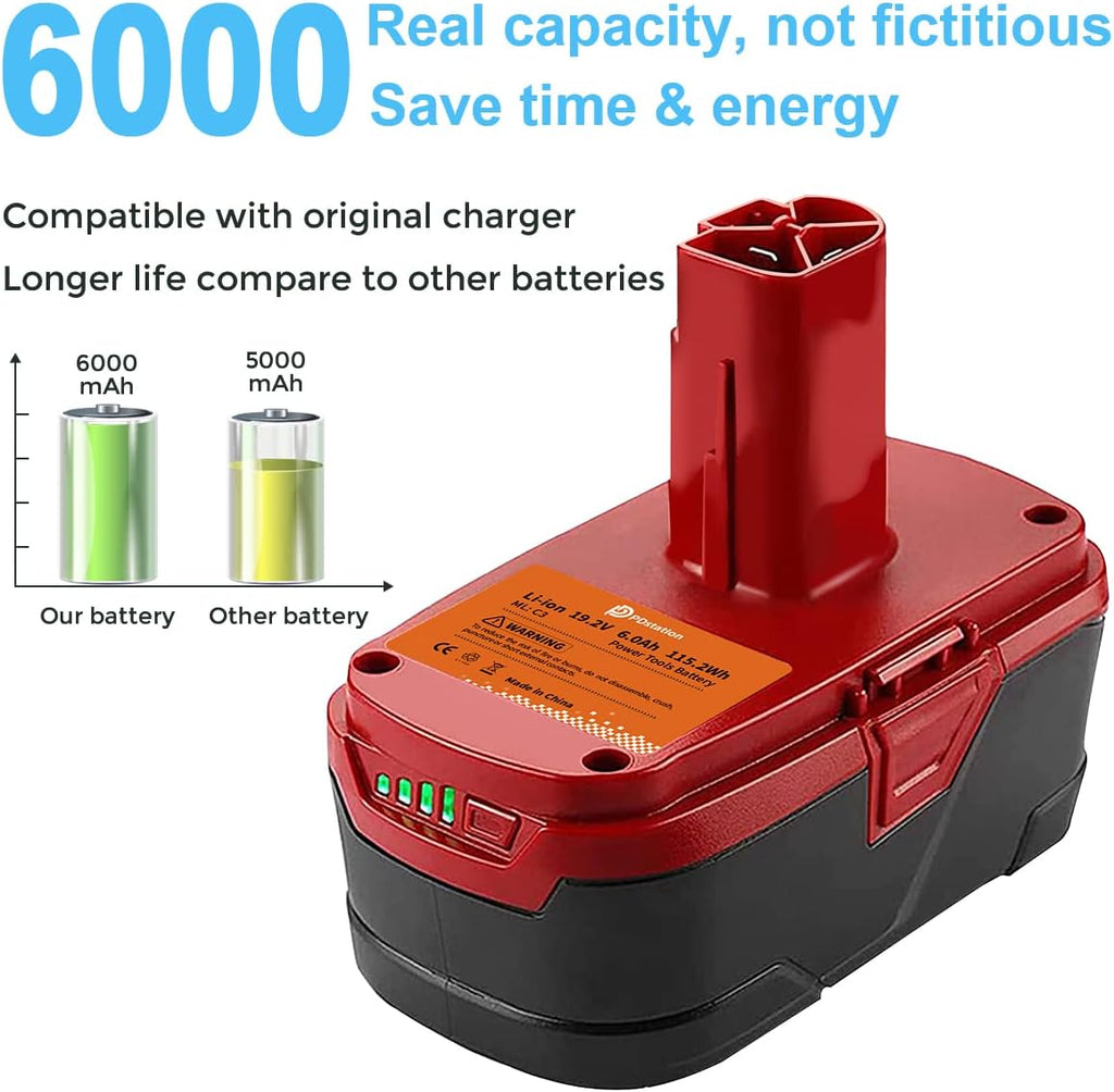 2-Packs 6000mAh Replacement Battery for Craftsman C3 Cordless Tools W65497