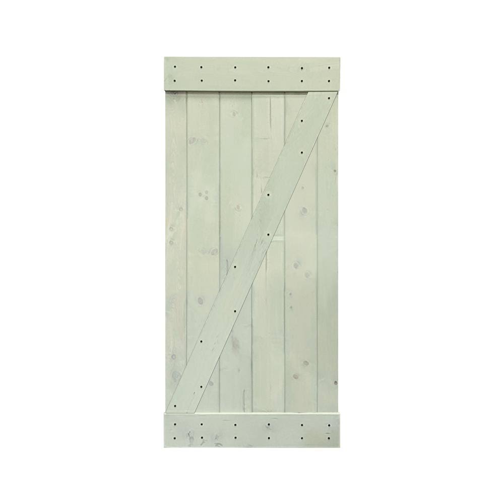 Sage Green 24-in x 84-in Solid Core Stained Pine Wood Single Barn Door S8897