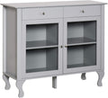 Retro Kitchen Sideboard Storage Cabinet with Glass Doors and Drawers H384