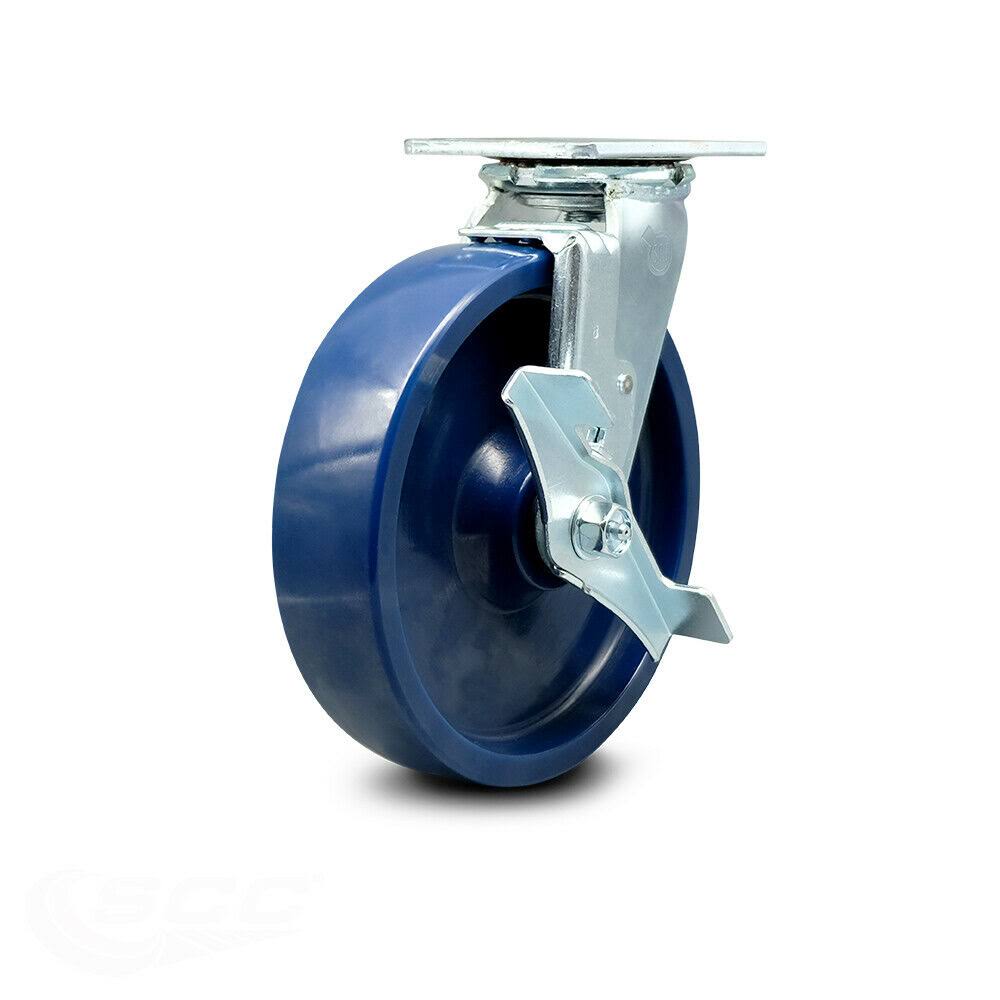 Blue Solid Polyurethane Wheel Swivel Caster with Brake S272206