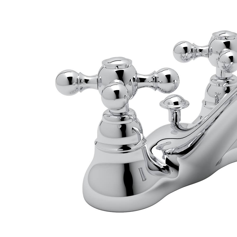 Polished Chrome Centerset Bathroom Faucet with Metal Cross Handles and Pop-Up J775399