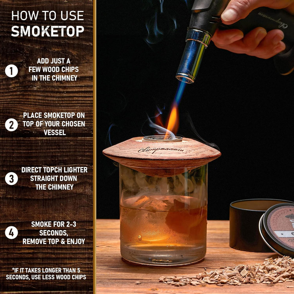 Whiskey Smoker Cocktail Smoker Kit with Torch, Three Kinds of Wood Chips K23861