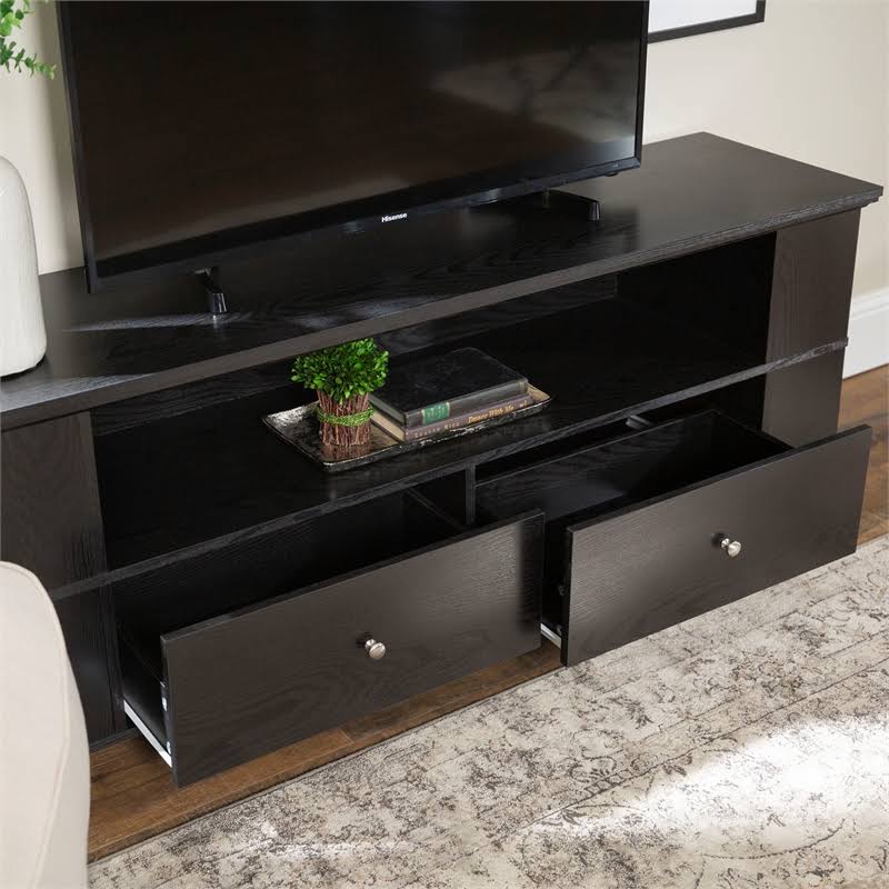 Black Wood TV Console with Storage T830152
