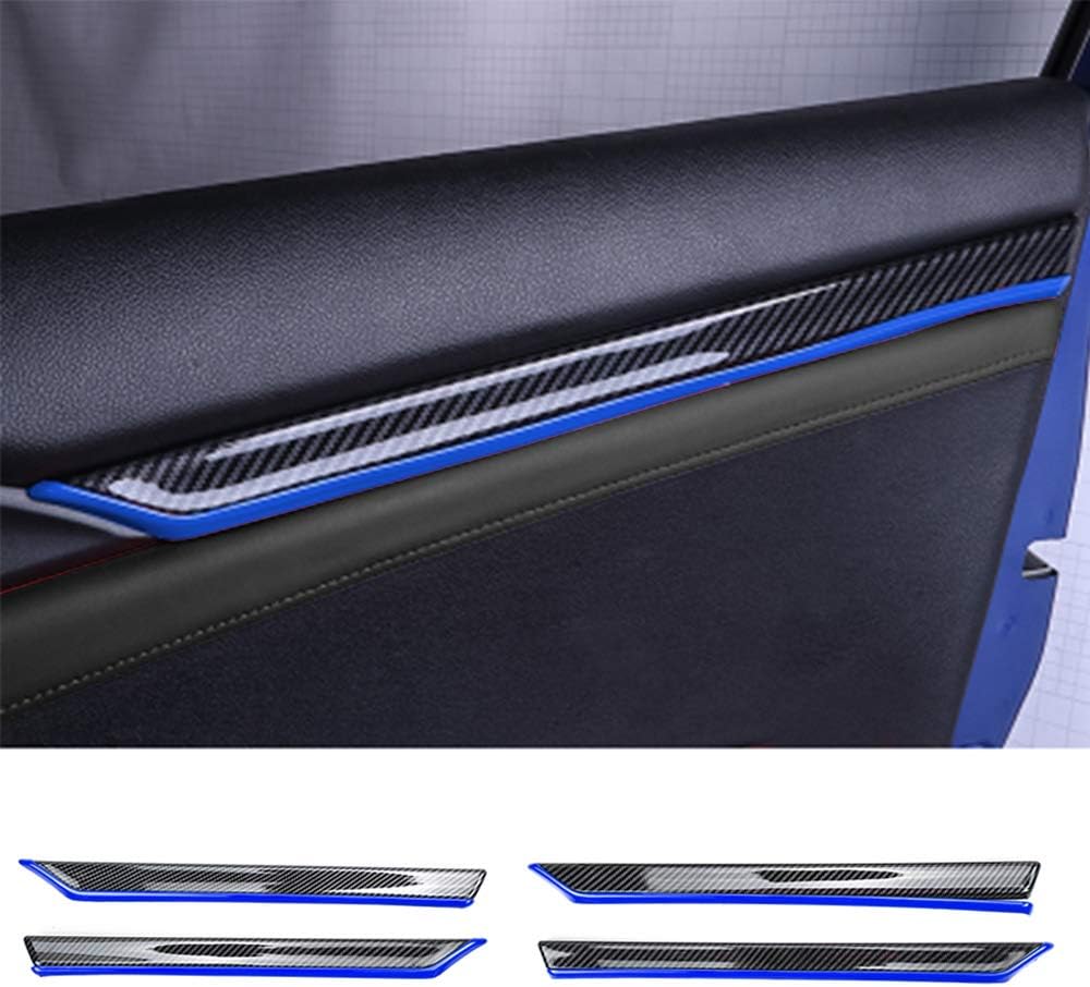 8pcs ABS Carbon Fiber Car Door Panel Stripe Cover Trim Accessories RED Pack of 2 B572