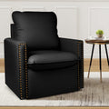 Black Faux Leather Swivel Accent Chair with Cushion U463629