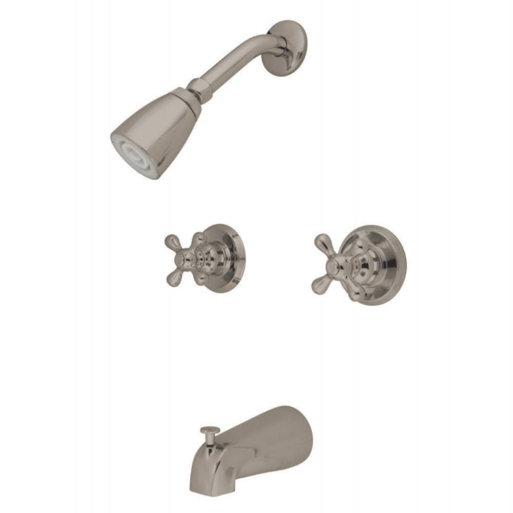 Satin Nickel Two Handle Tub and Shower Faucet W18985
