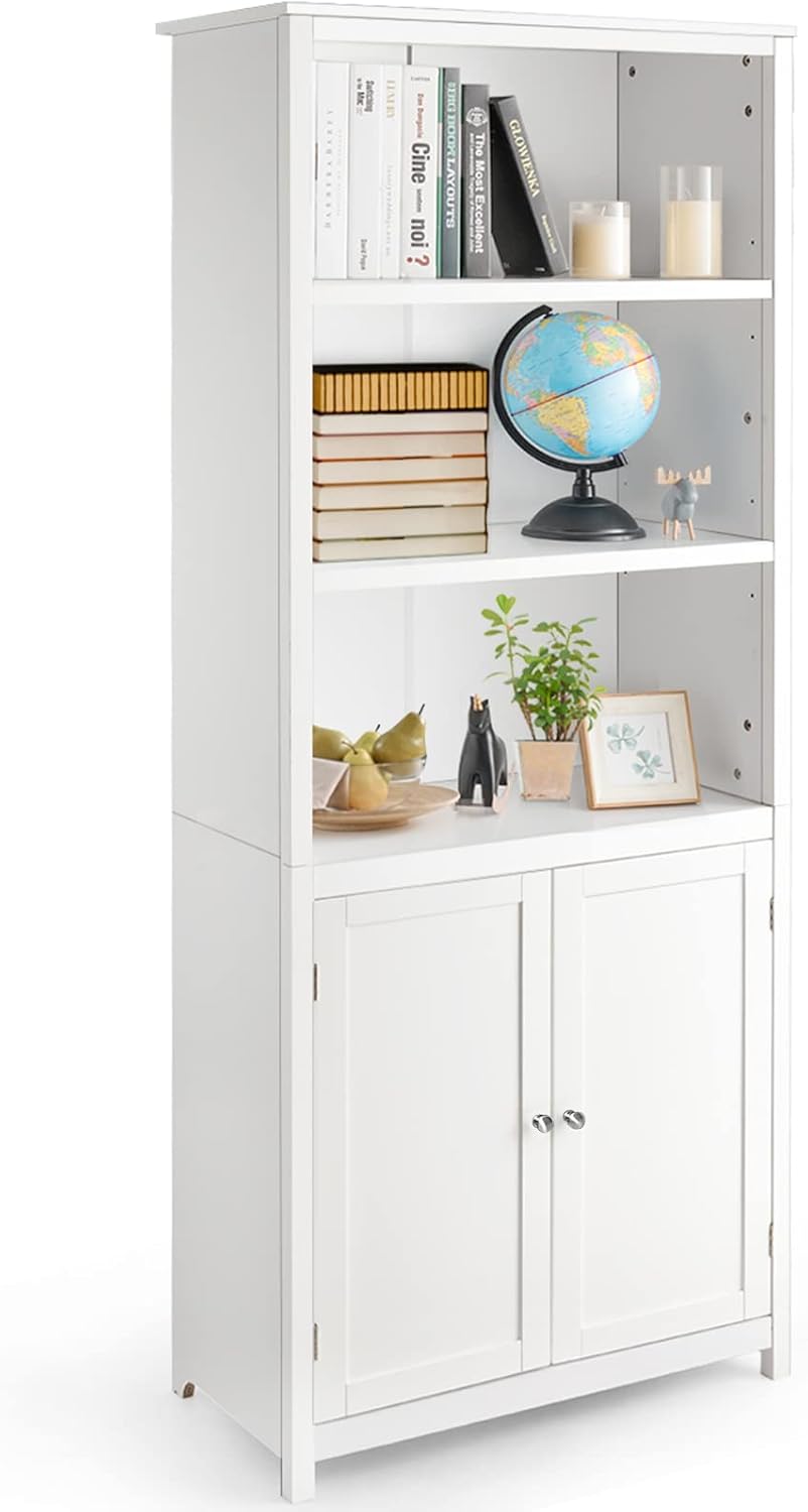 3 Tier Wooden Bookcase with Double Doors Q3725
