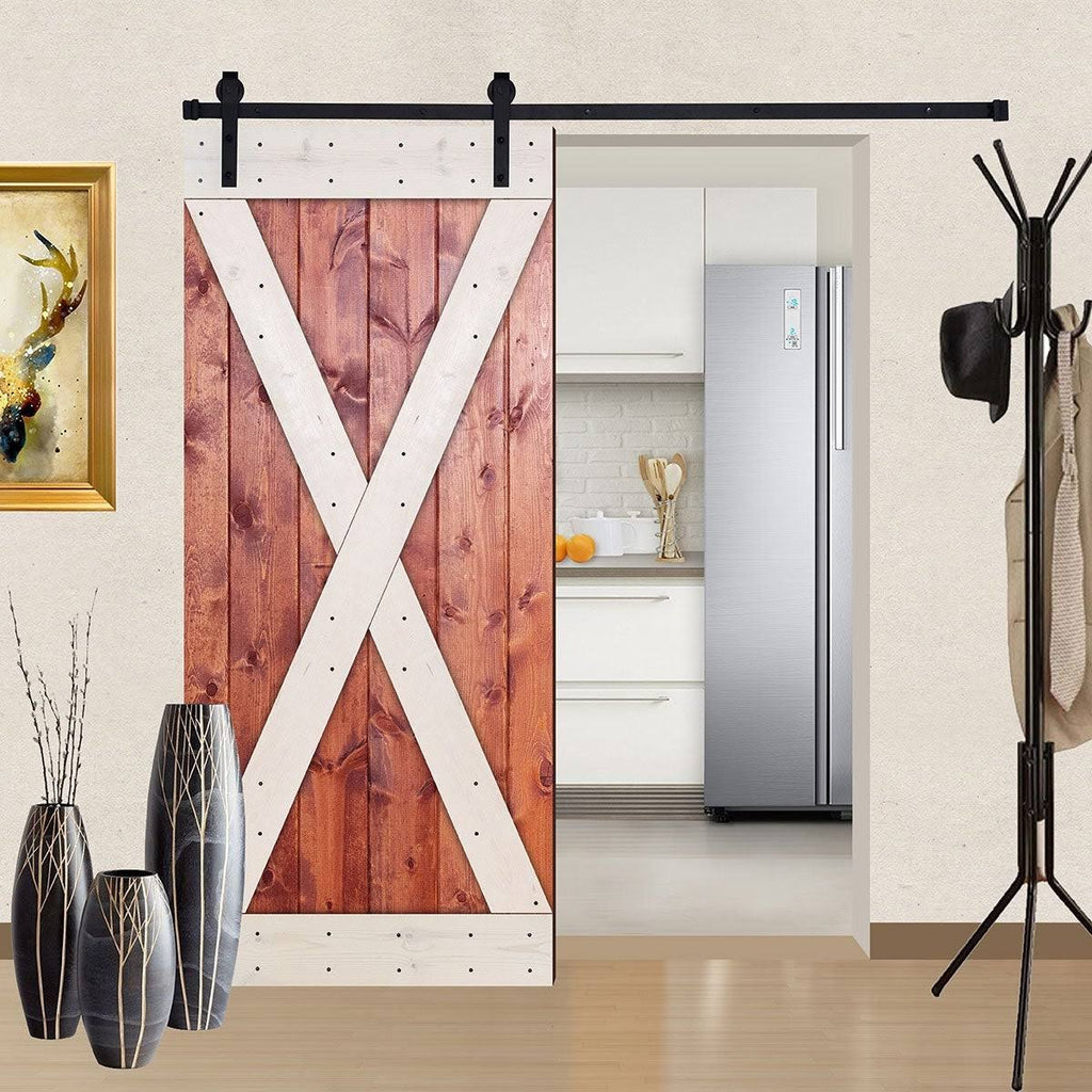Black & White Contrast Wood Single Barn Door P9042