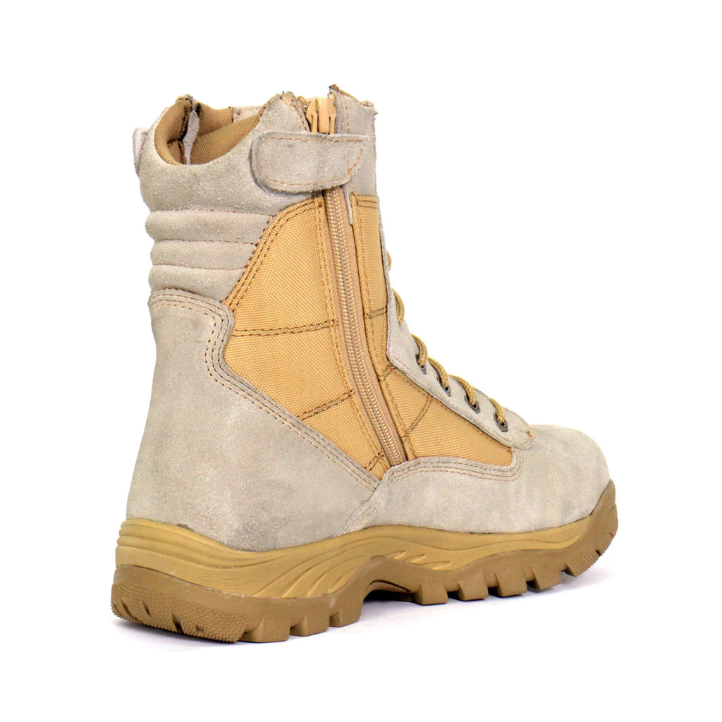 Tan Leather Lace Up Boots with Zippers I46912