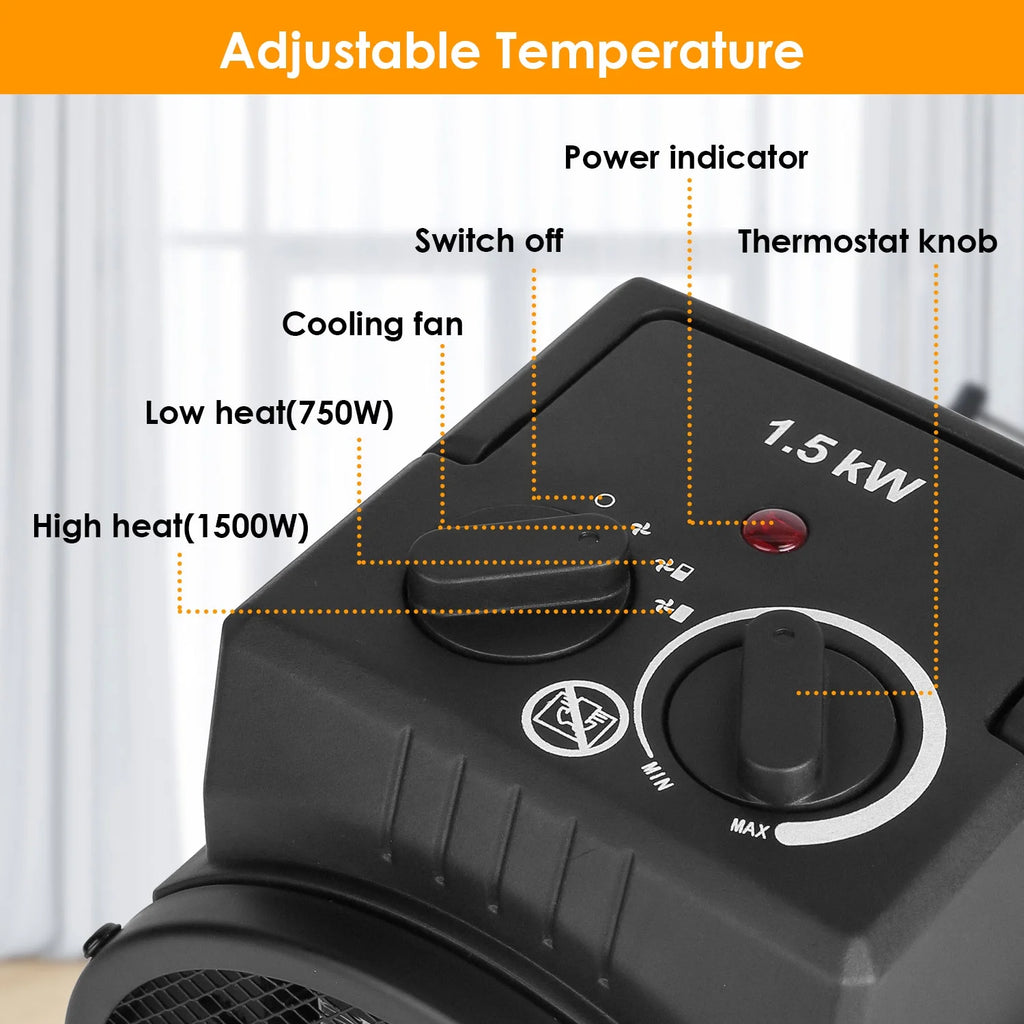 1500W Portable Ceramic Space Heater with Overheat Protection W70028