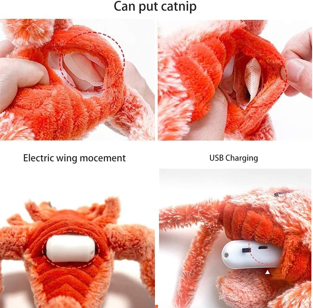 Flopping Lobster Cat Toy with Catnip Bag, Plush Interactive Cat Toys P6631