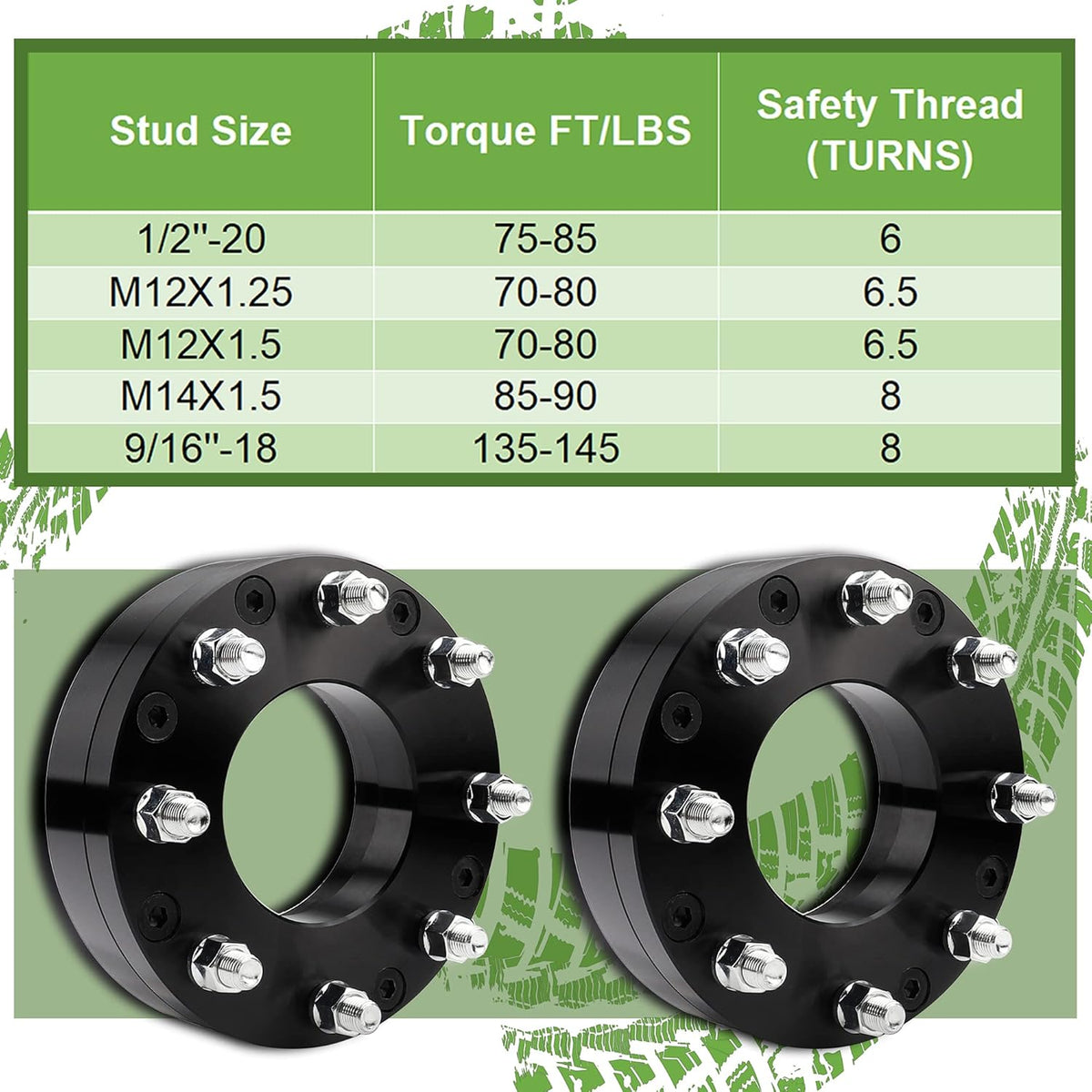 6x139.7mm to 8x165.1mm Wheel Adapters 2 inch 108mm Hub Bore 14x1.5 Thread Pitch J999