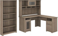 L Shaped Desk with Hutch and 5 Shelf Bookcase N43605