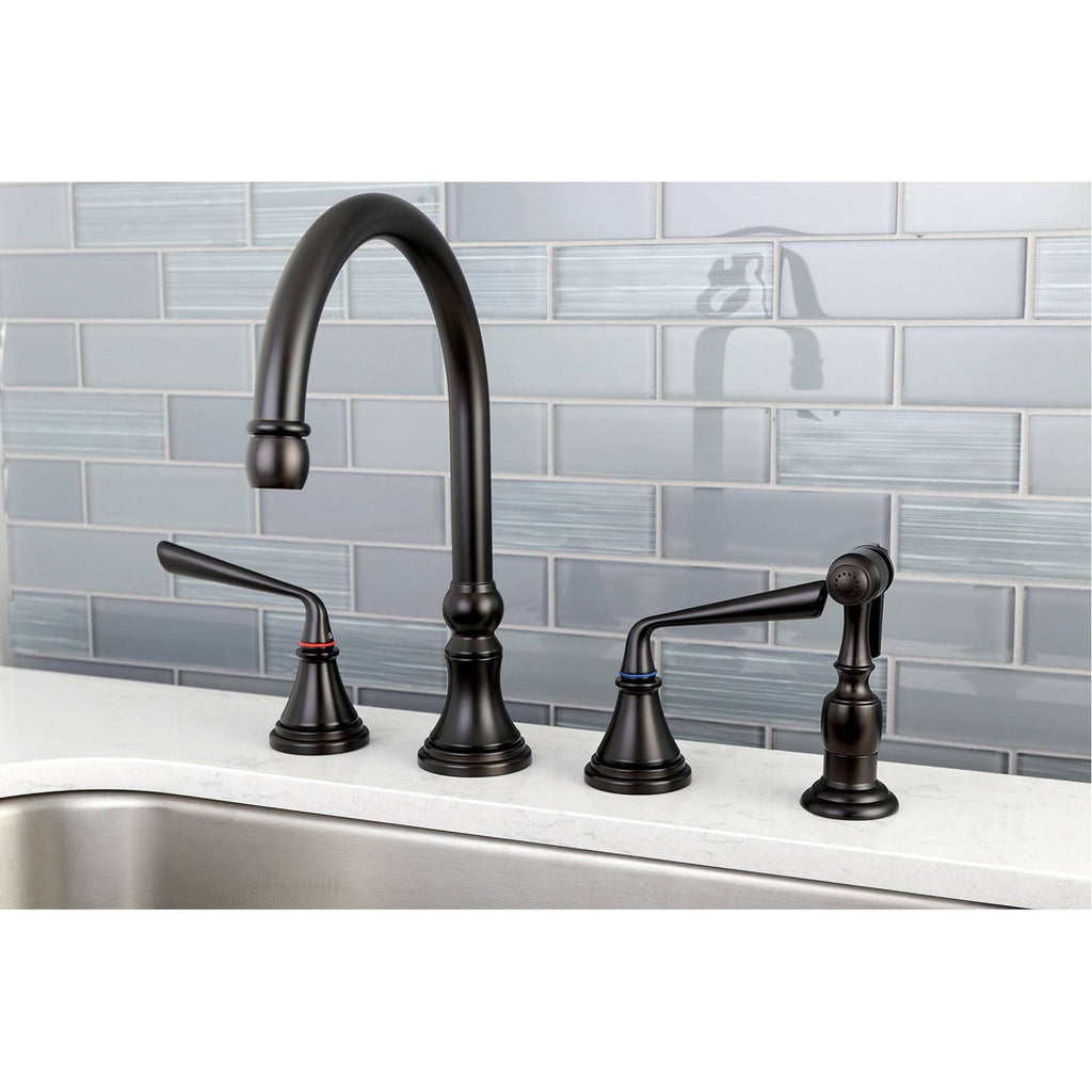 Polished Brass Widespread Kitchen Faucet with Sprayer M5603