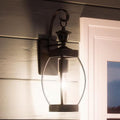Colonial Outdoor Wall Light, 17"H x 5.5"W, Dark Medieval Bronze Finish, Beveled Glass A12792