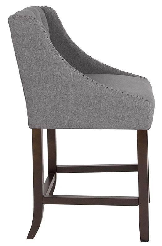 Dark Gray Tufted Walnut Counter Height Stool T192904