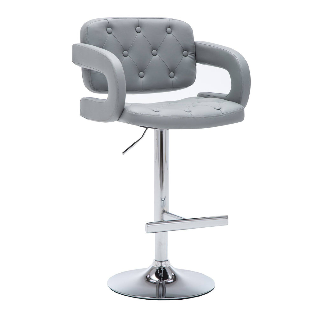 Gray Swivel Barstool with Arms and Button Tufted Seating G169195