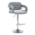 Gray Swivel Barstool with Arms and Button Tufted Seating G169195