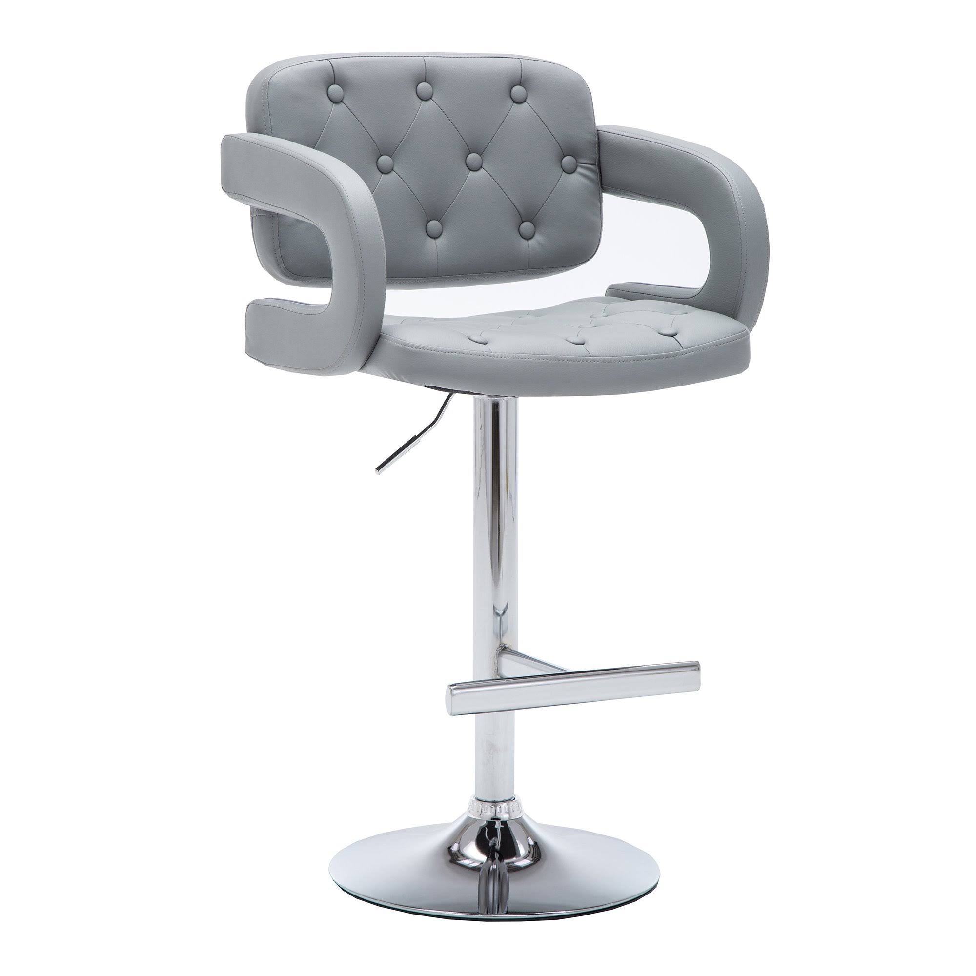Gray Swivel Barstool with Arms and Button Tufted Seating G169195