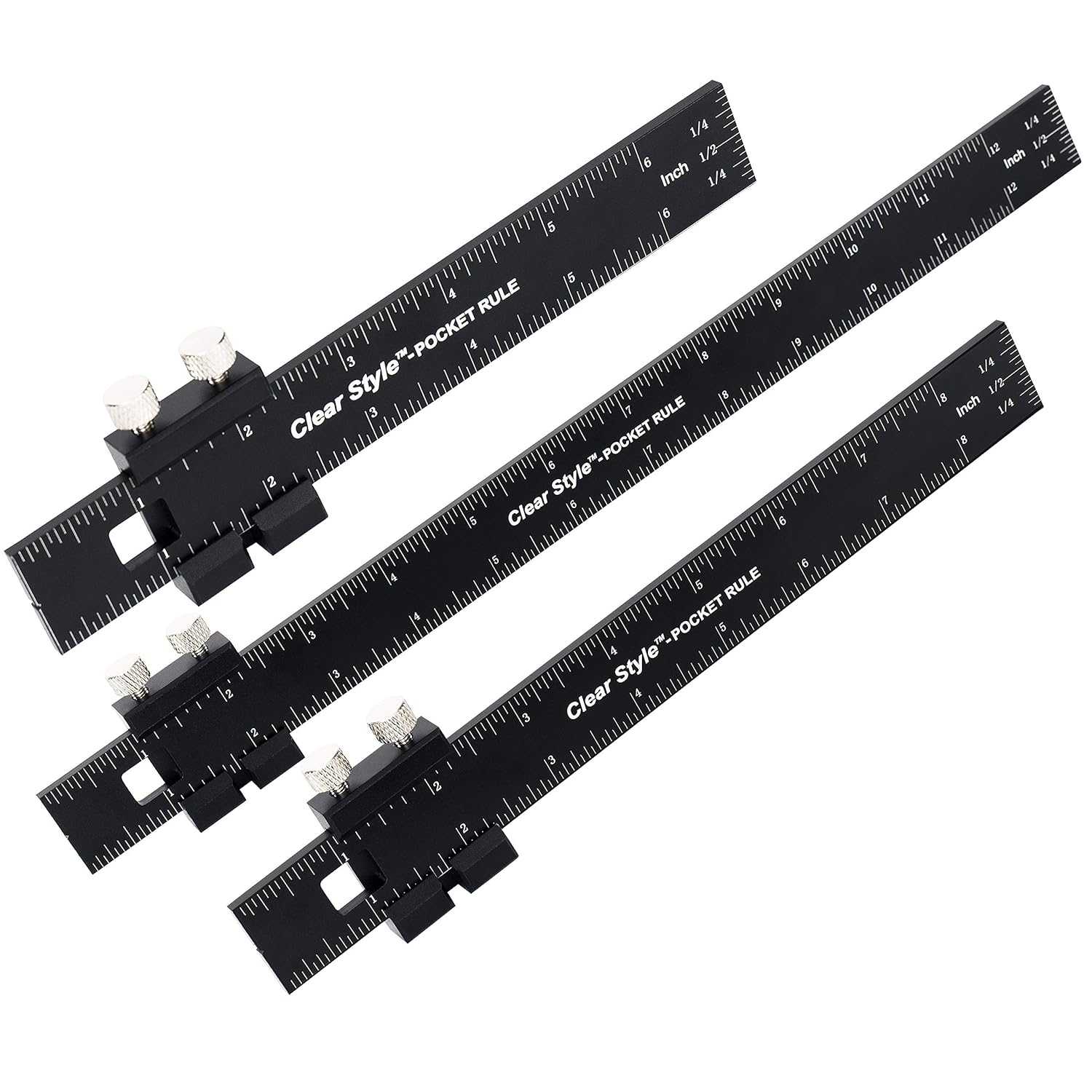3 Pack 6, 8 and 12 inch Woodworking T Track Ruler P4369