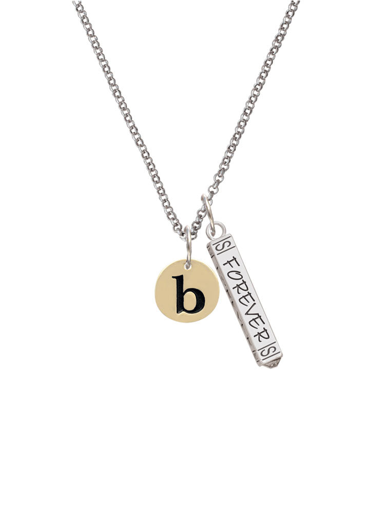 Goldtone Disc Initial Bar Charm Necklace, 23" G599