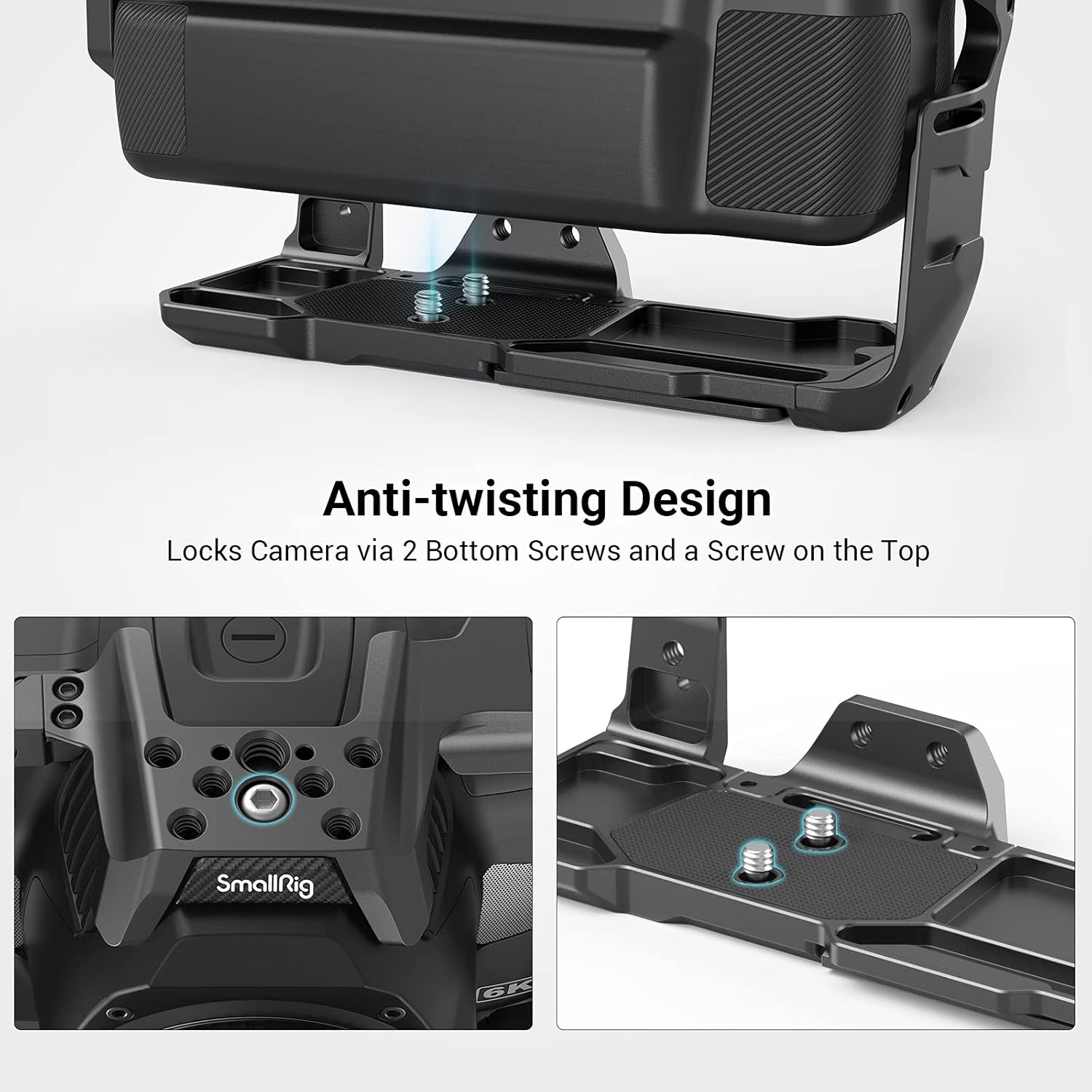 Battery Grip Cage Only for BMPCC 6K Pro with NATO Rail and Cold Shoe Mount X96157