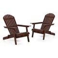 Dark Brown Wood Foldable Patio Adirondack Chair, Set of 2 Q2730