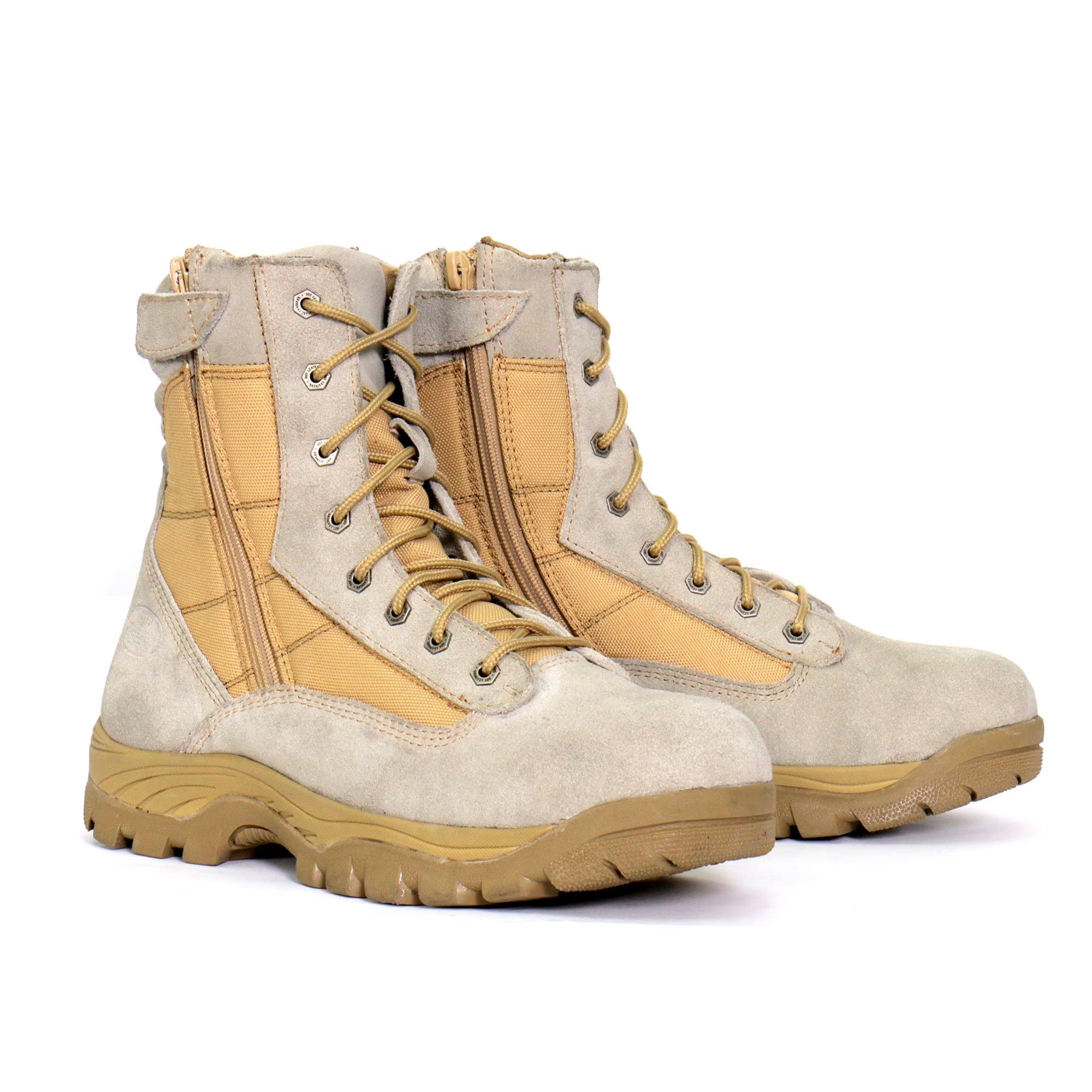 Tan Leather Lace Up Boots with Zippers I46912