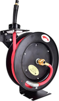Retractable 3/8 in x 25 ft Air Hose Reel, Wall Mount, 300 PSI Hybrid Hose, Pack of 2 T13611
