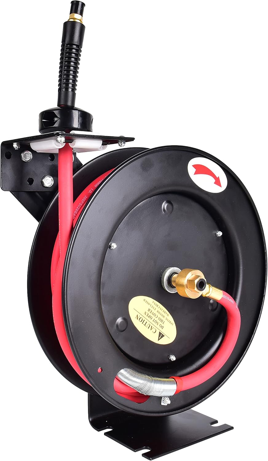 Retractable 3/8 in x 25 ft Air Hose Reel, Wall Mount, 300 PSI Hybrid Hose, Pack of 2 T13611