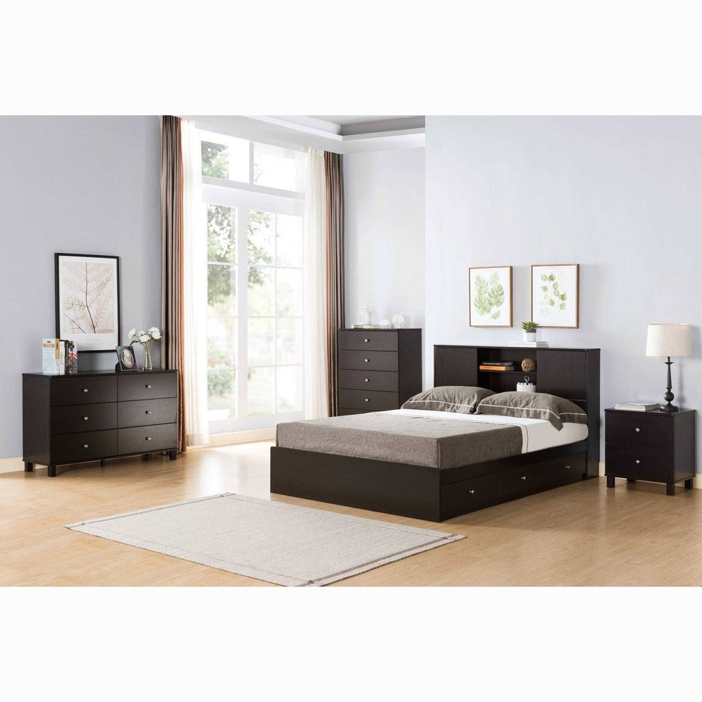 Twin Bookcase Headboard with Two Large Cubbies and Two Smaller Shelves - White B615