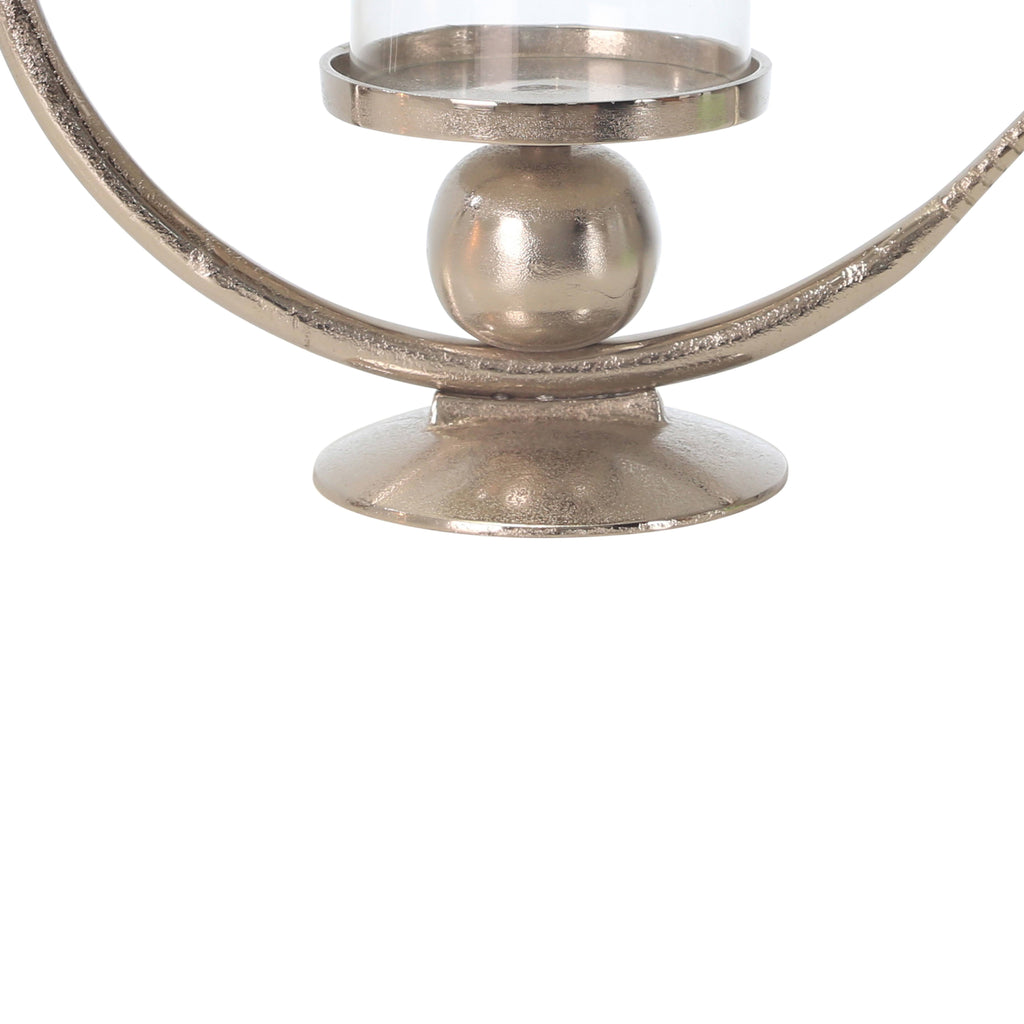 Small Clear and Silver Metal Candle Holder with Glass Hurricane X113