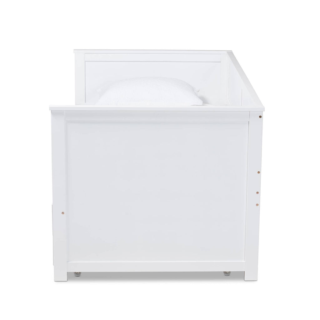 White Finished Wood Expandable Twin Size to King Size Daybed with Storage Drawers I1235