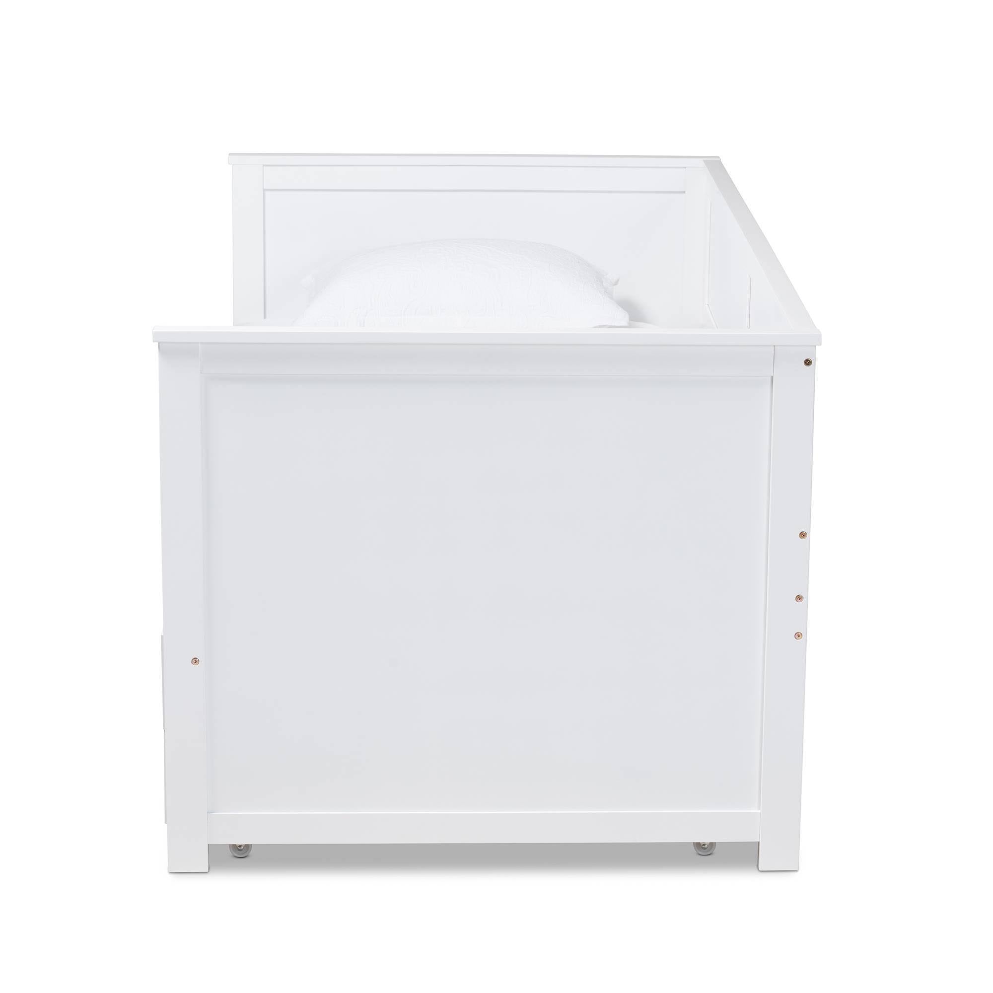White Finished Wood Expandable Twin Size to King Size Daybed with Storage Drawers I1235