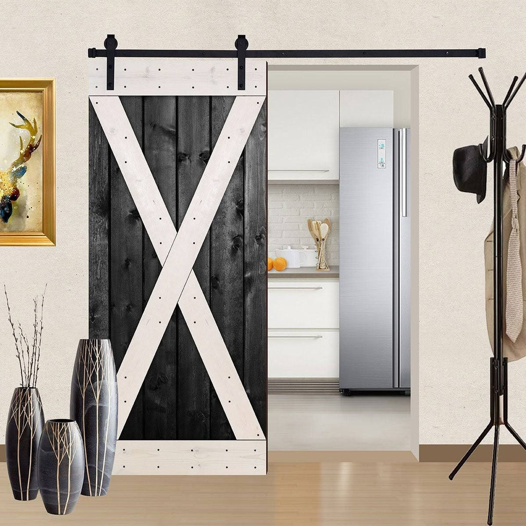 Black & White Contrast Wood Single Barn Door P9042
