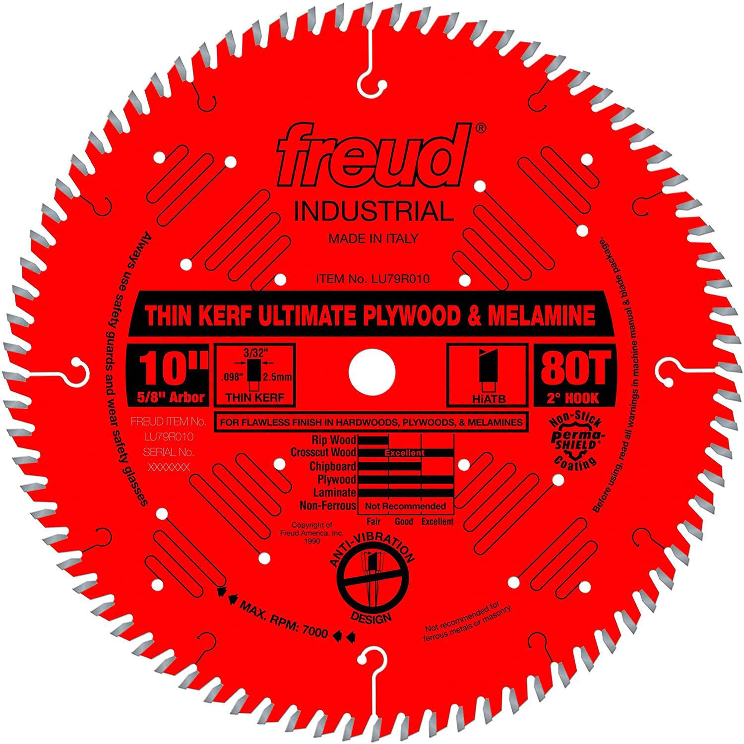 10x22 80T Thin Kerf Plywood & Melamine Saw Blade (4 Pack) K17232