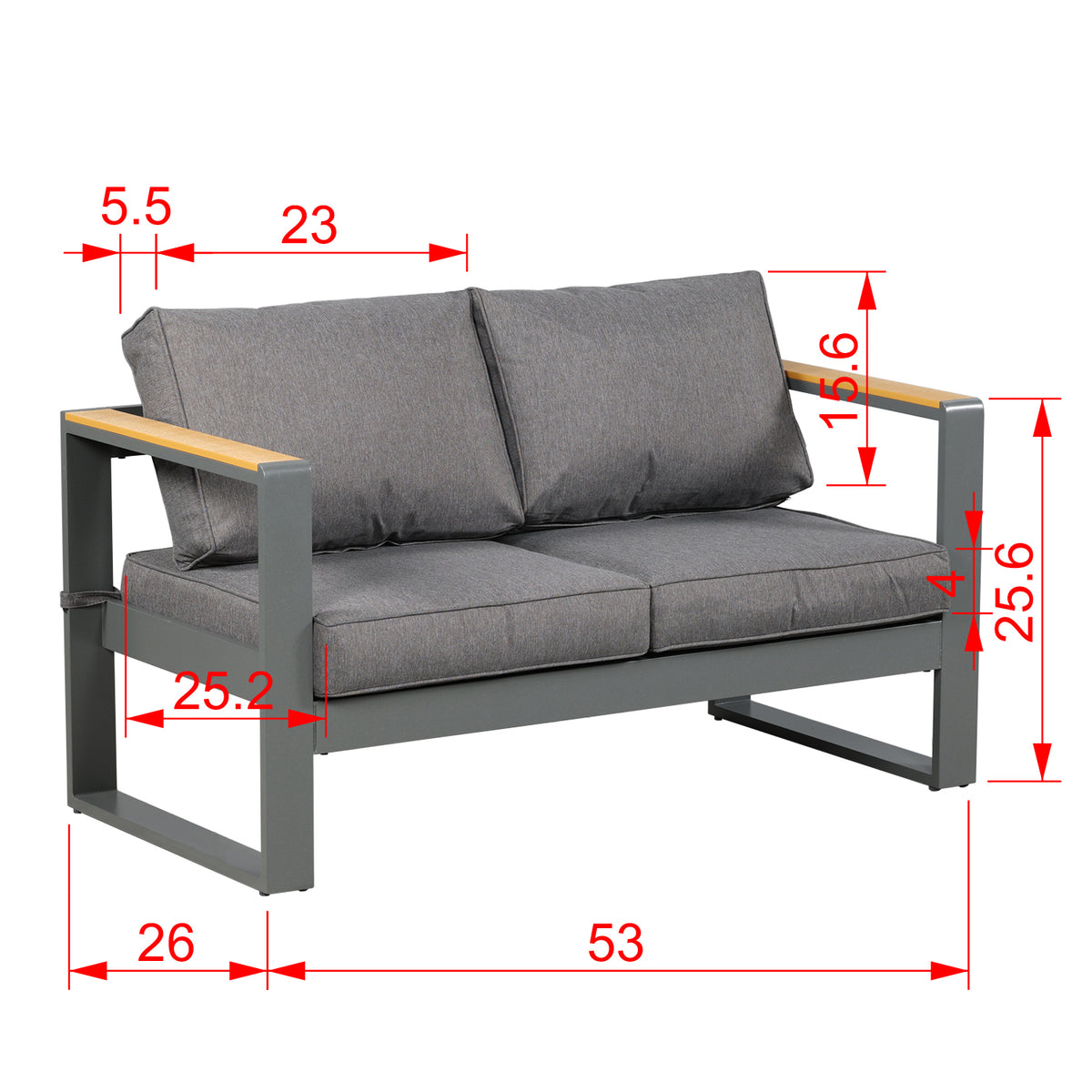 Aluminum Patio Loveseat Sofa Couch with Thick Cushions Y6331