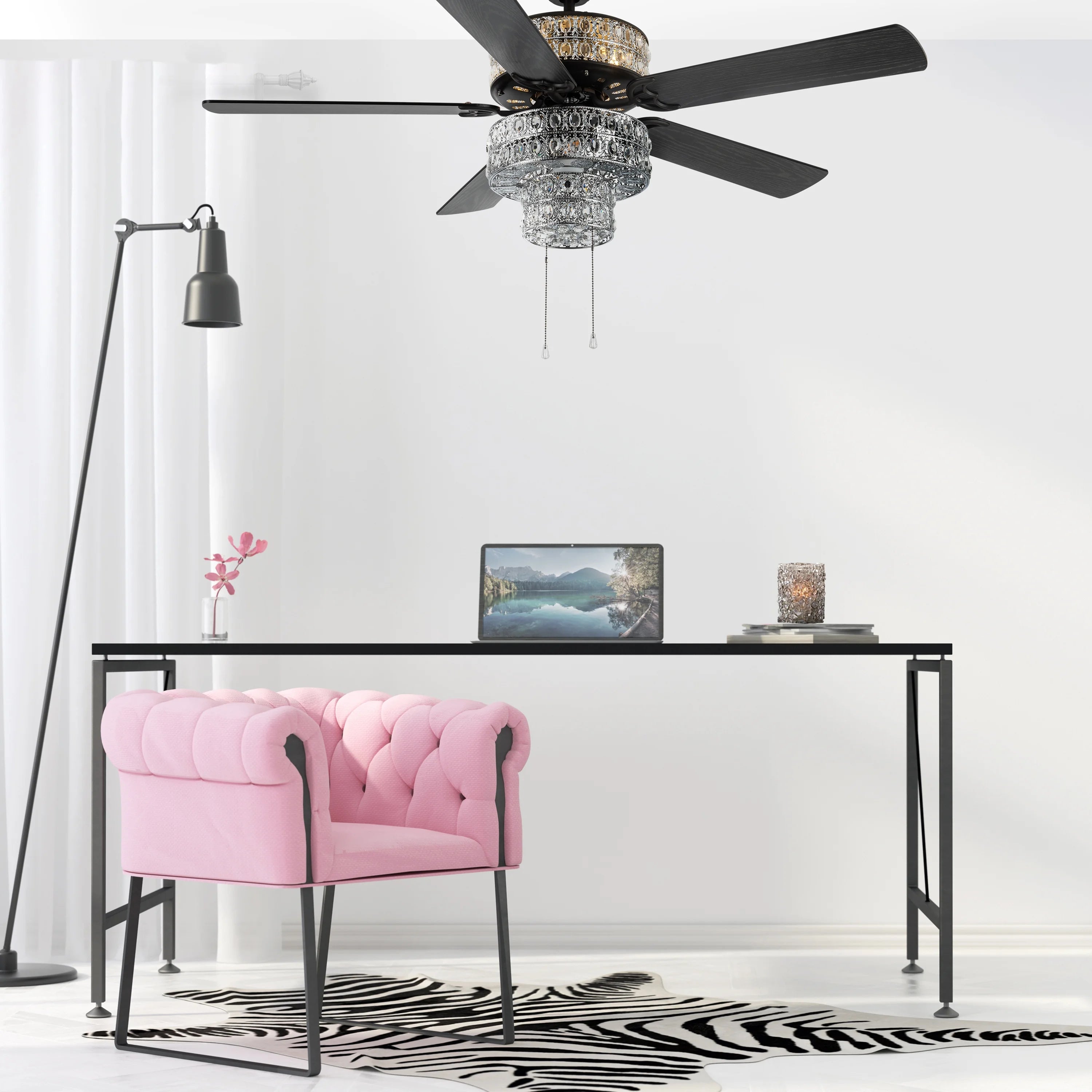 52" Crystal LED Ceiling Fan with Light K8150