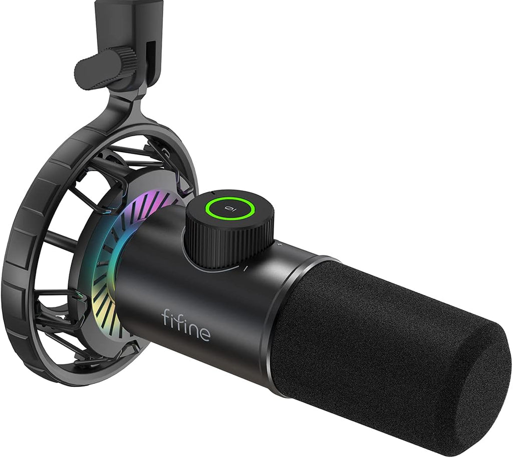 RGB Dynamic USB Gaming Microphone with Tap-to-Mute Button and Headphone Jack J33385