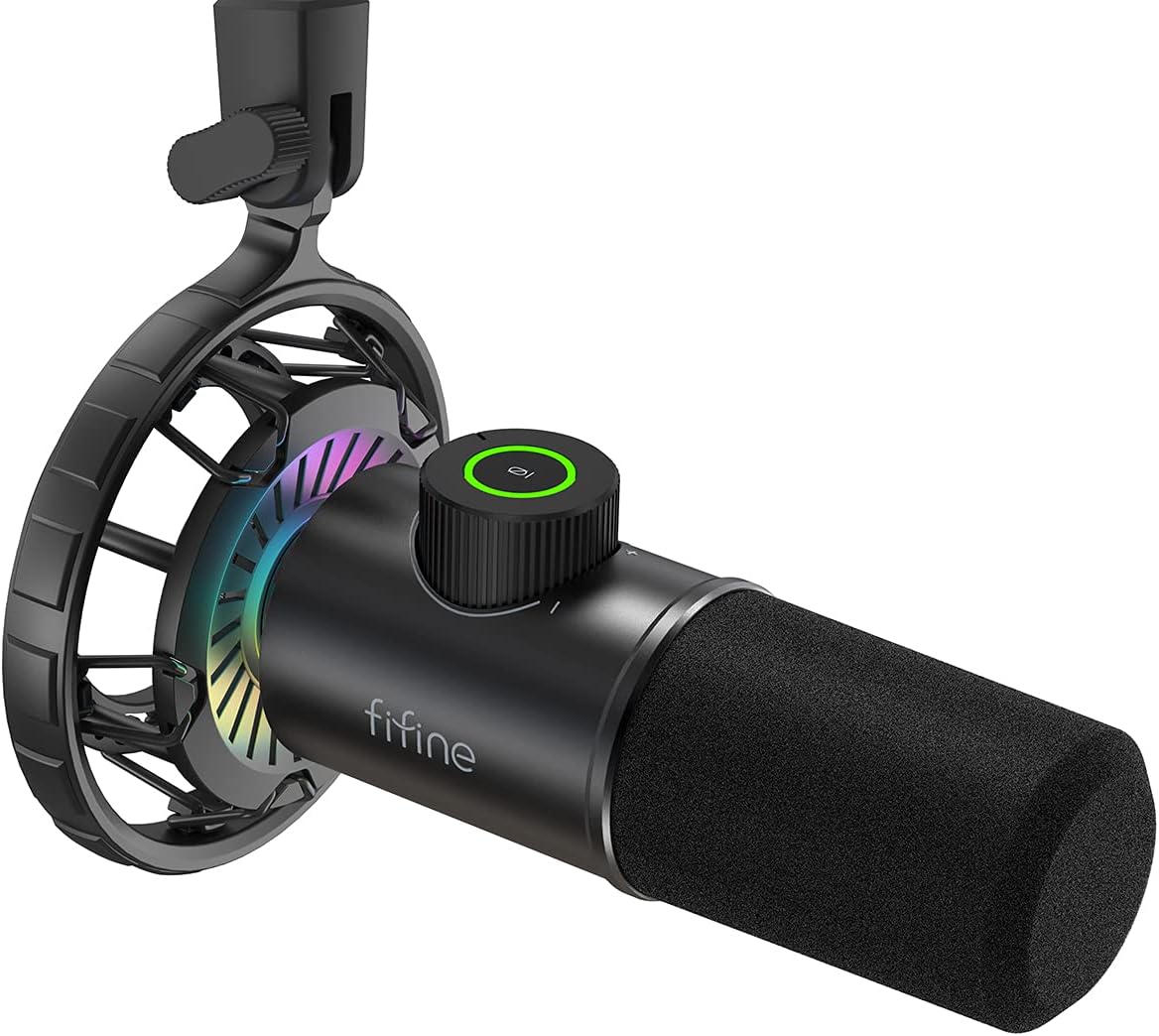 RGB Dynamic USB Gaming Microphone with Tap-to-Mute Button and Headphone Jack J33385
