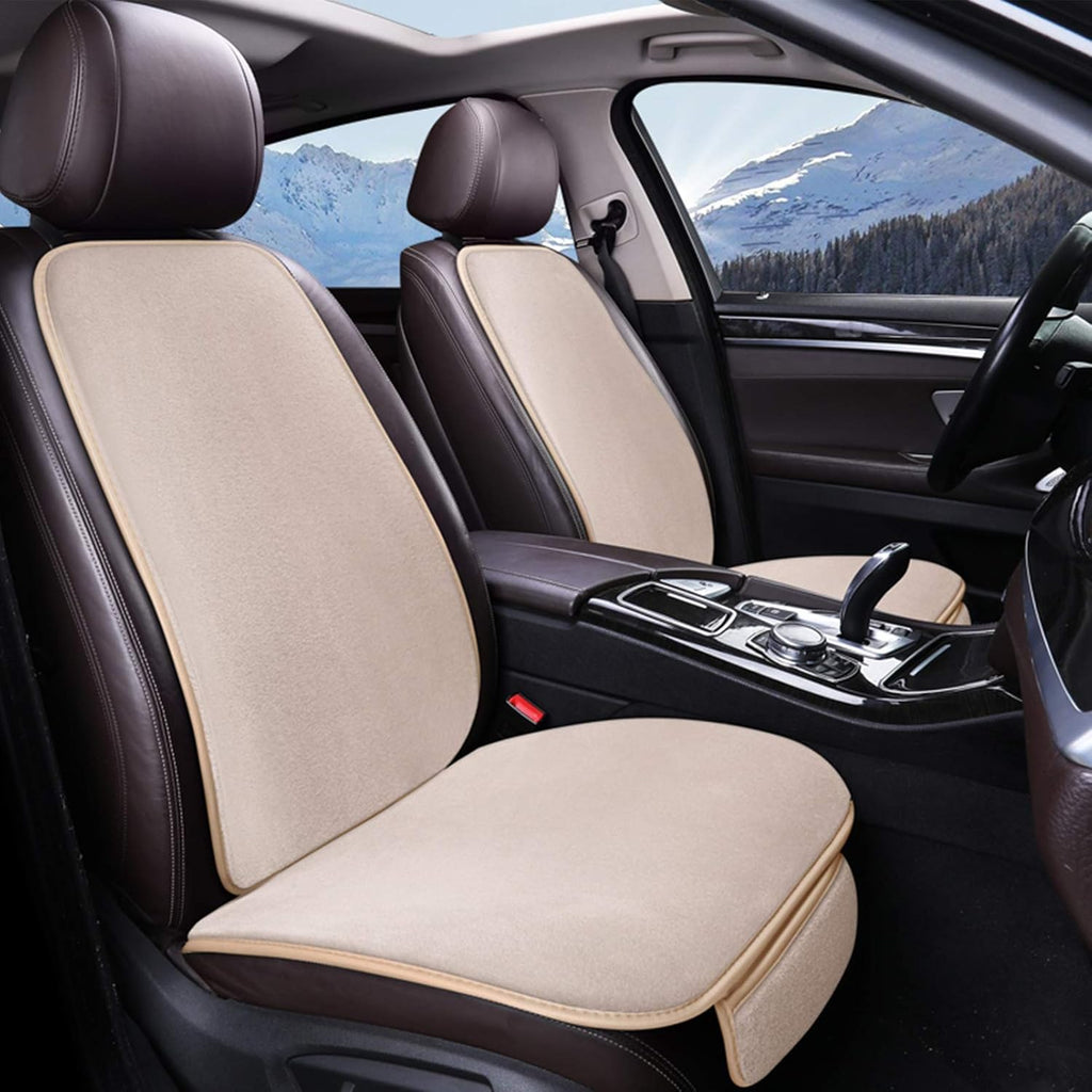 Beige Sheepskin Car Seat Covers Front Seats Only H80601