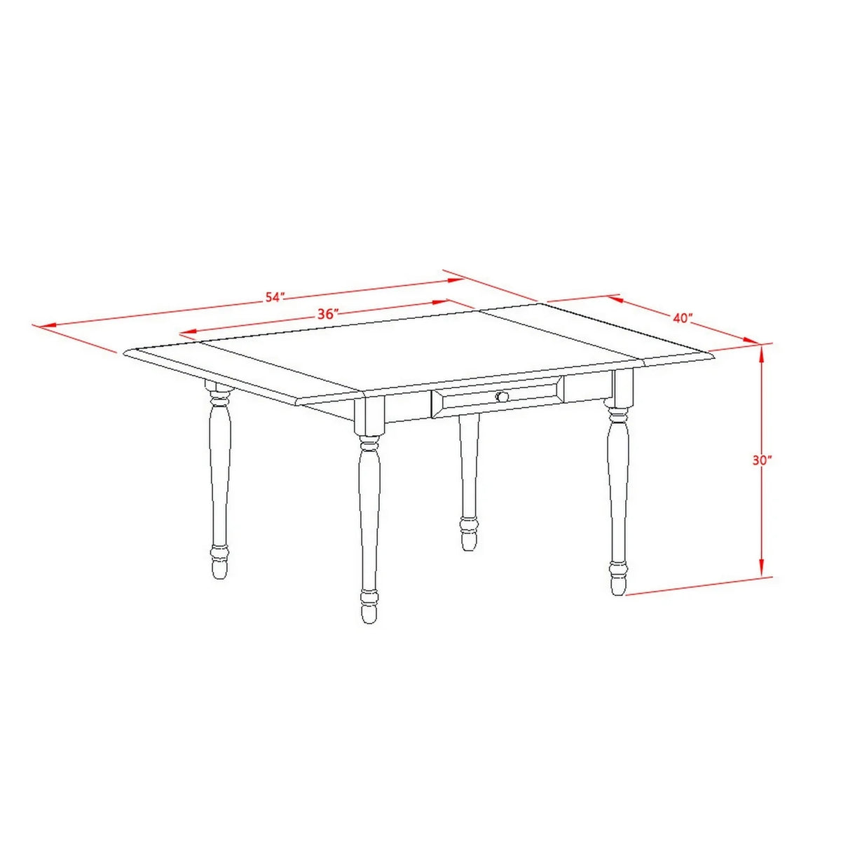 5-piece Wood Dining Table and Chairs in Cherry S5637