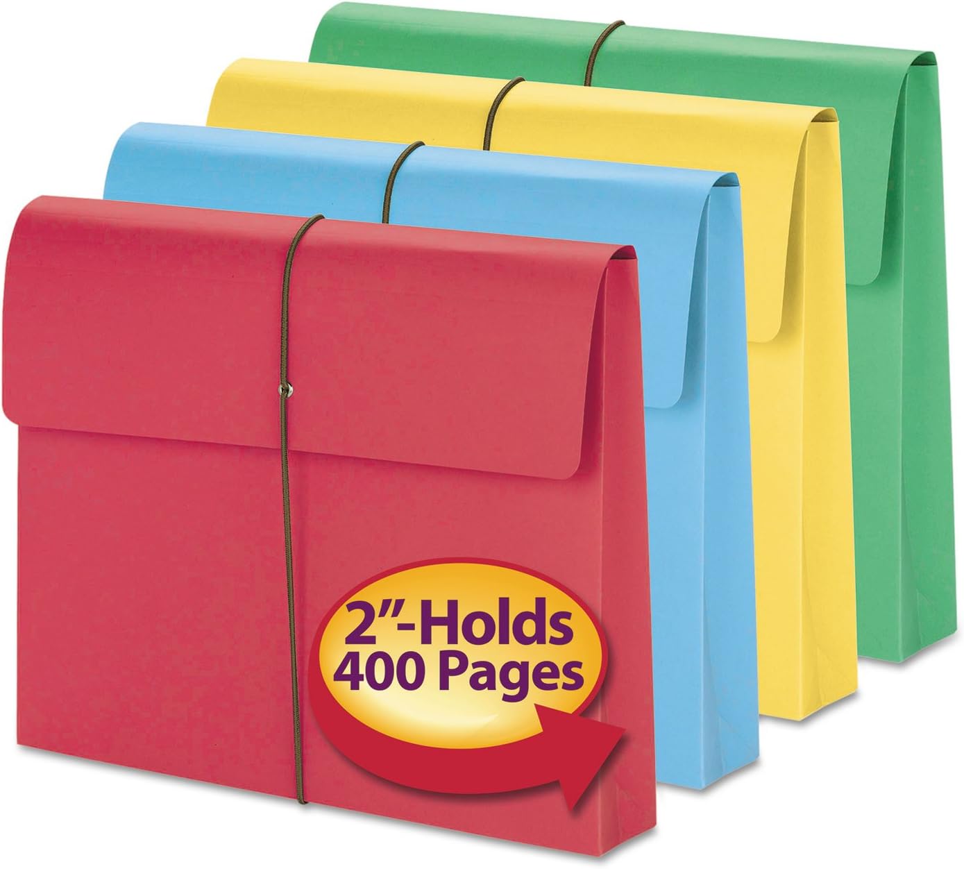 2-Inch Exp Wallet Elastic Cord Letter Blue/Green/Red/Yellow 50/Box W5641