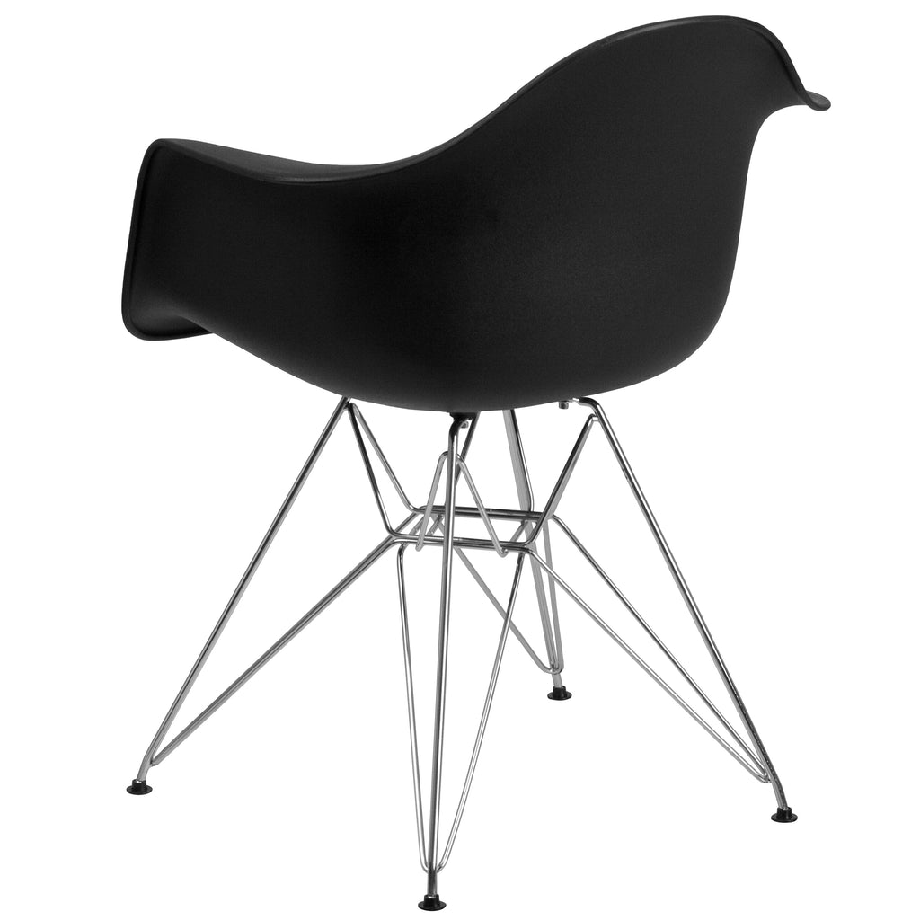 Black Arm Chair with Chrome Legs Set of 2 E7608