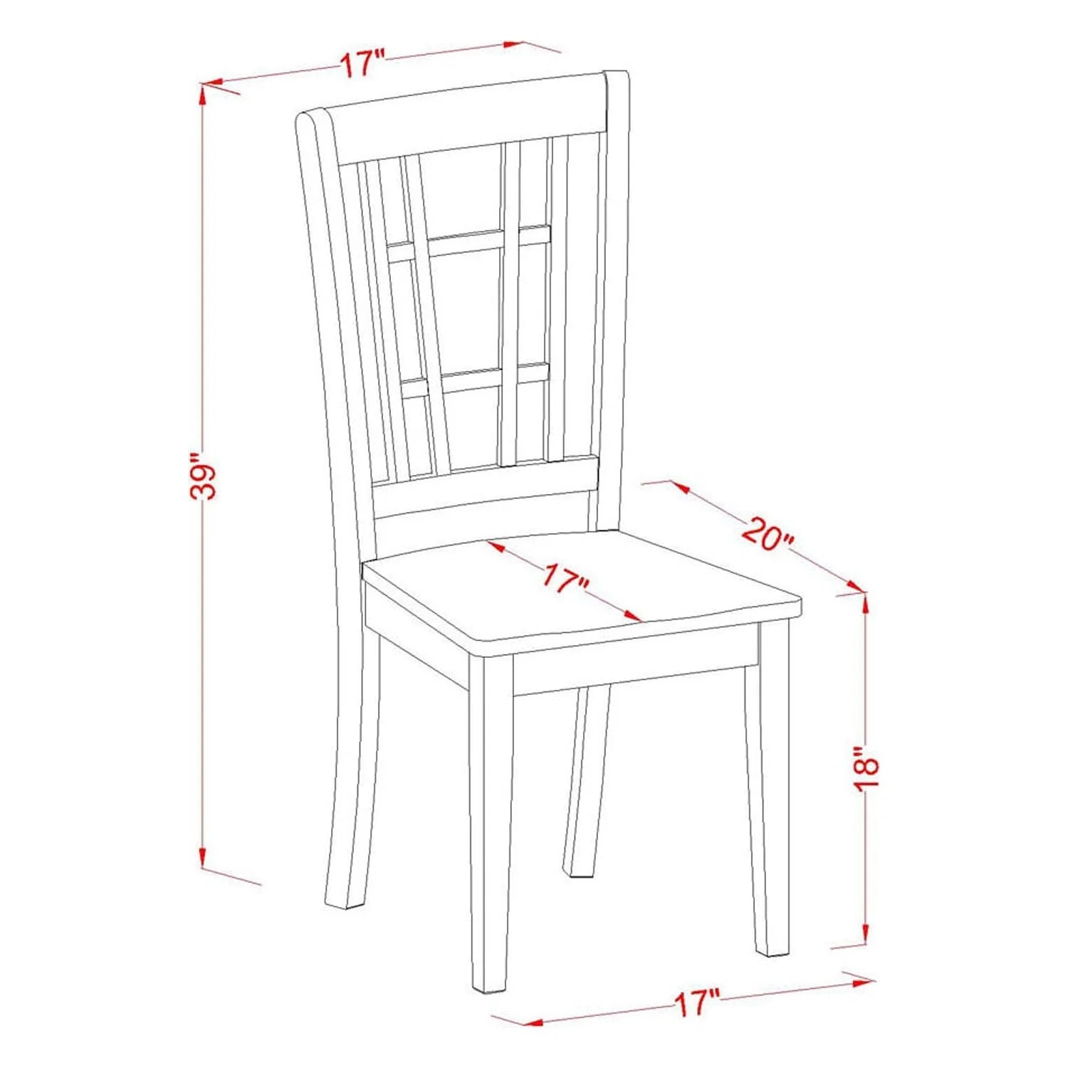 5-piece Wood Dining Table and Chairs in Cherry S5637