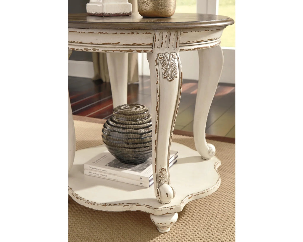 White/Brown End Table L397