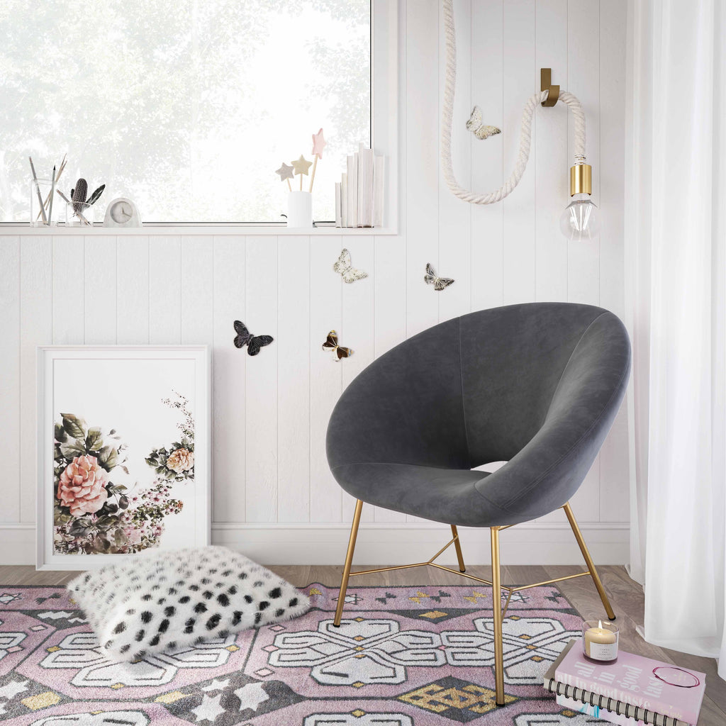 Grey Velvet Chair B76155