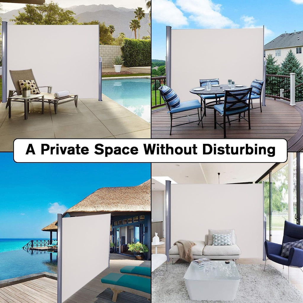Retractable Side Awning, Waterproof All-Aluminum Screen 118" Lx63" H J365410
