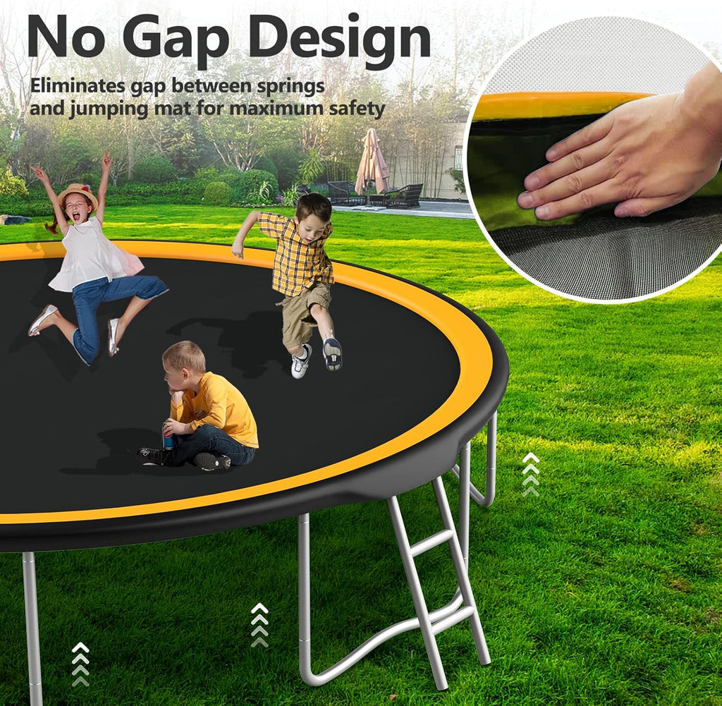 Orange 15FT Trampoline with Enclosure Net and Basketball Hoop V400064