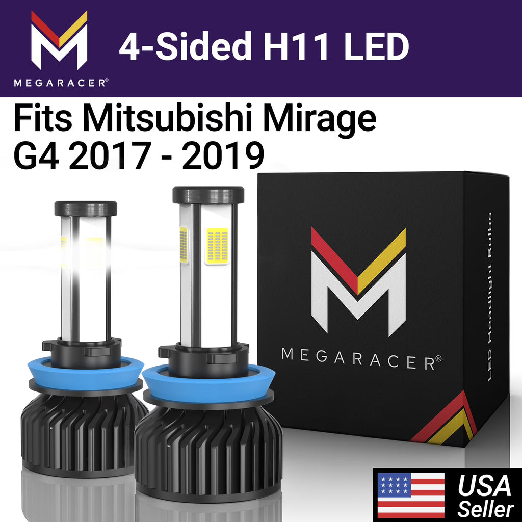 4 Sided H11 H9 H8 LED Headlight Bulbs 6000K Diamond White 12V 60W 10000LM U733